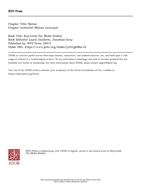 Nation state - a brief introduction to nation - NYU Press Chapter Title ...