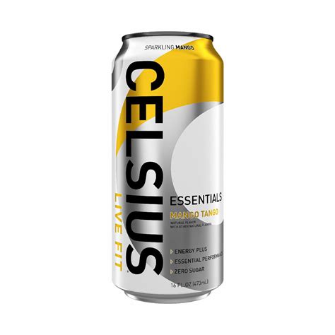 CELSIUS ESSENTIALS Performance Energy Drink, Sparkling Mango Tango, 16 ...