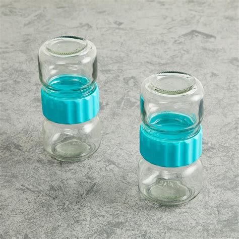 Buy Tuscany Teal Glass Storage Jars 250ml- Set Of 4 from Home Centre at ...