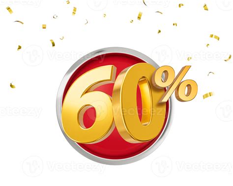 60 percent Off Discount 3d golden sale symbol with confetti. Sale ...