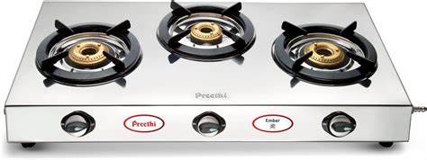 Prestige Sleek Stainless Steel L.P Gas Stove, 3 Burners, Manual ...