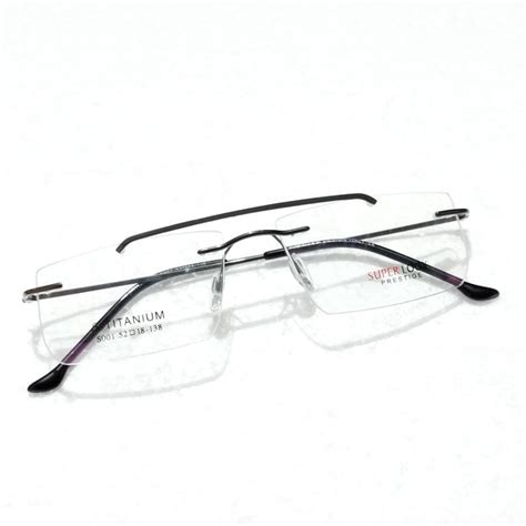 Brown Rectangle Rimless Glasses Frameless Specs – Glasses India Online