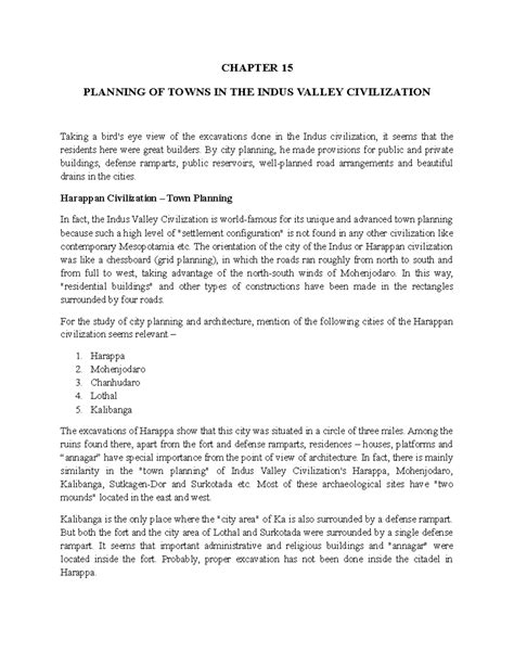 Chapter 15 Planning OF Towns IN THE Indus Valley Civilization - CHAPTER ...