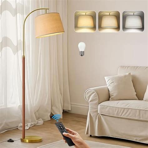 62.5" Wood Floor Lamp for Living Room Gold with Foot Switch Arc ...
