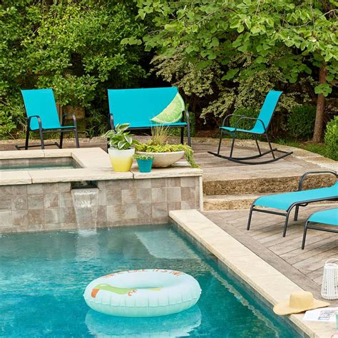Turquoise Sling Patio Rocking Chair | At Home