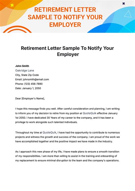 Retiring Letter Personal Retirement Announcement Letter | 101 Business