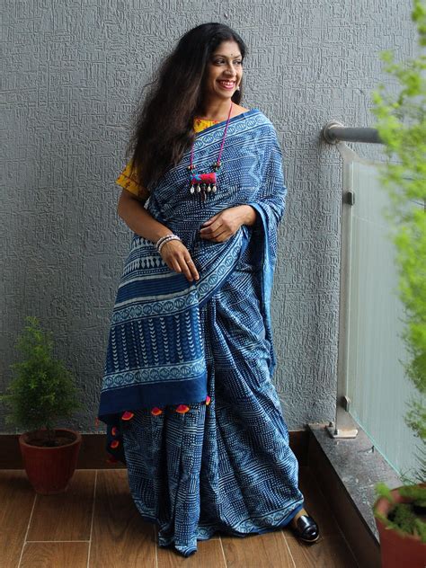 Bagru Hand Block Printed Cotton Saree – Weaves of Tradition