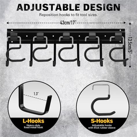 Etokfoks 68 Inch All Metal Adjustable Garden Tool Organizer Wall Mount ...