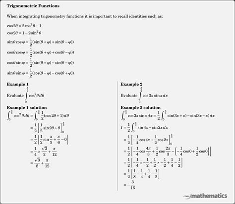 Image result for Integration Using Trig Identities TL Maths