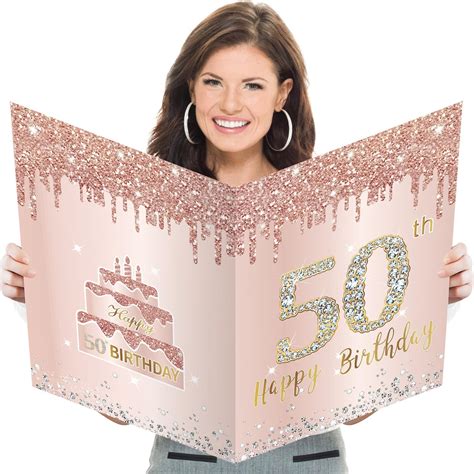 Amazon.com : Large 50th Birthday Card With Envelope, Jumbo 50 Birthday ...
