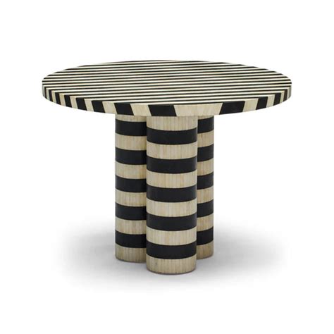 Buy Jodha Bone Inlay Dining Table : Stripe : Black & White online