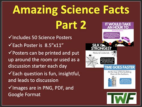 50 Amazing Science Facts – Part 2 – Classroom Posters and Class Starters