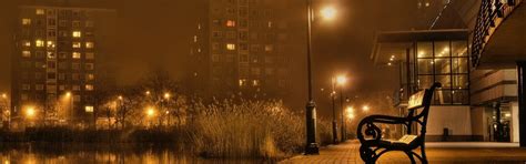 Download wallpaper city, lights, night, bench, promenade, section city ...