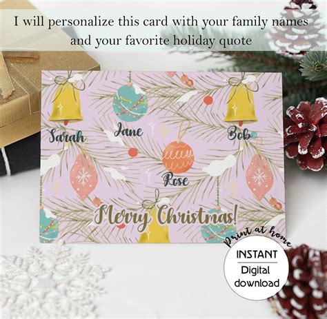 Printable Christmas Card Personalized Christmas Card Printable Xmas ...