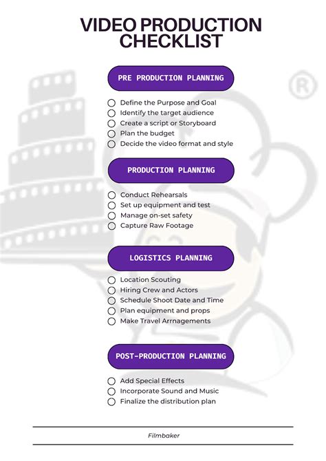 Image result for Production Checklist for Films