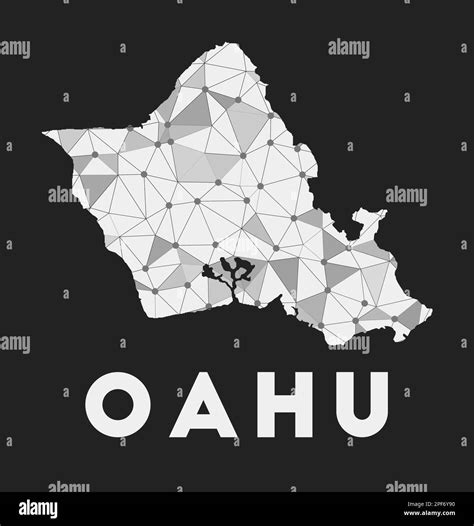 Oahu - communication network map of island. Oahu trendy geometric ...