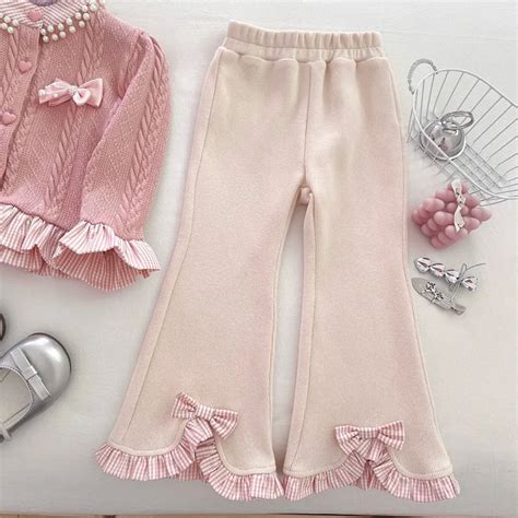 Girls Pink Knit Top & Ruffle Pants Set with Bow Detail – TrendyKid