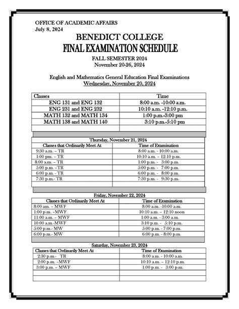 Unc Final Exam Schedule