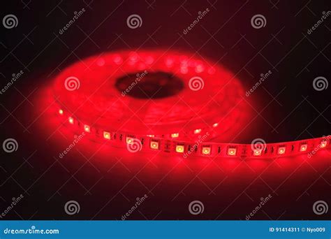 Red LED strip light stock image. Image of light, diodes - 91414311