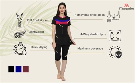 MEGASKA Women Color Block Knee Length One Piece Swimsuit with Removable ...