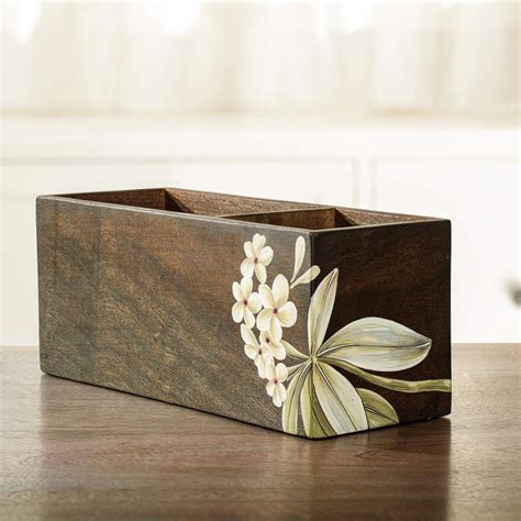 Frangipani Wooden Cutlery Stand - Ellementry – ellementry