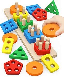 Buy AUTHFORT Wooden Intellectual Geometric Shape Matching Five Column ...
