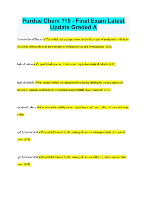 Purdue Chem 115 - Final Exam Latest Update Graded A - Purdue Chem 115 - - Stuvia US