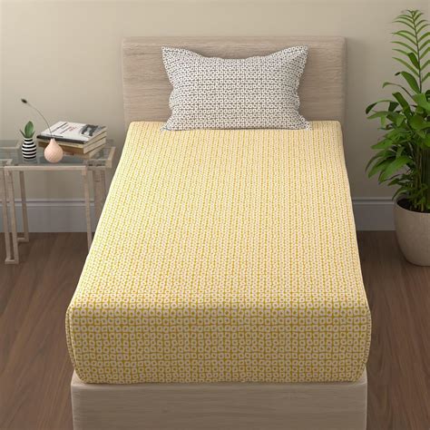 Huesland by Ahmedabad Cotton 144 TC Bedsheets Cotton Single Bed with 1 ...
