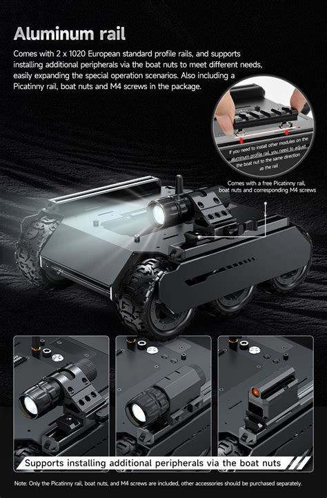 Flexible And Expandable 6x4 Off-Road UGV, With Extension Rails and ESP
