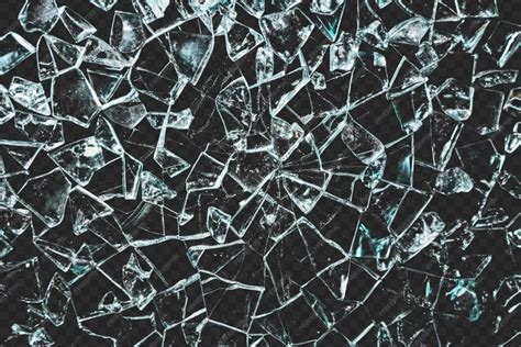 Realistic style broken glass shatter effect isolated on transparent ...