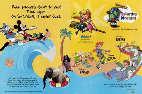 abc Disney's One 1 Saturday Morning 1999 Print Magazine Ad Cartoons ...