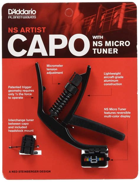 D'Addario NS Artist Capo with NS Micro Headstock Tuner : Amazon.in ...