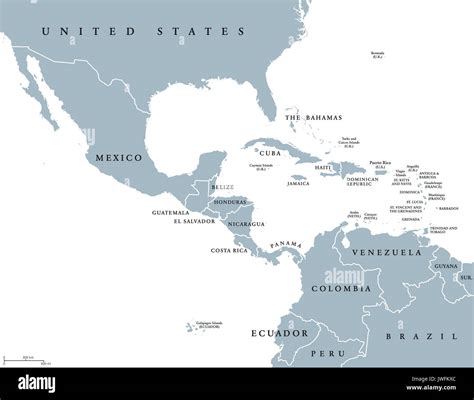 Central America And Caribbean Political Map