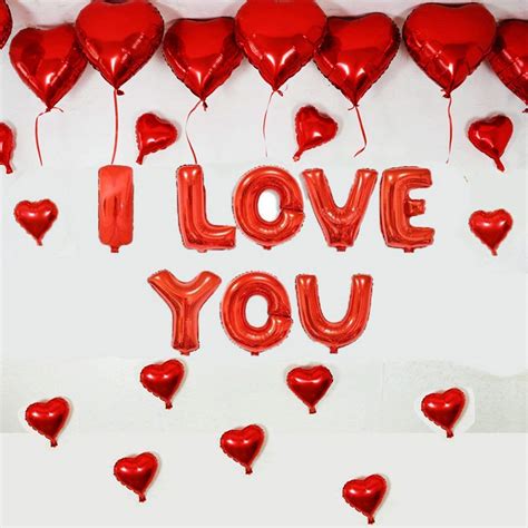 Jindal Party Products Alphabet Letter "I Love You" Red Foil Balloon ...