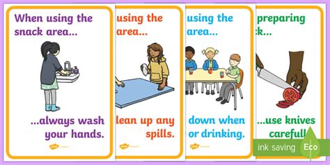 👉 Snack Area Rules Display Posters