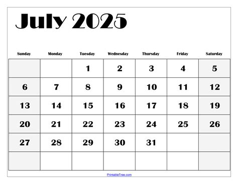 July 2025 Calendar Printable PDF Template with Holidays