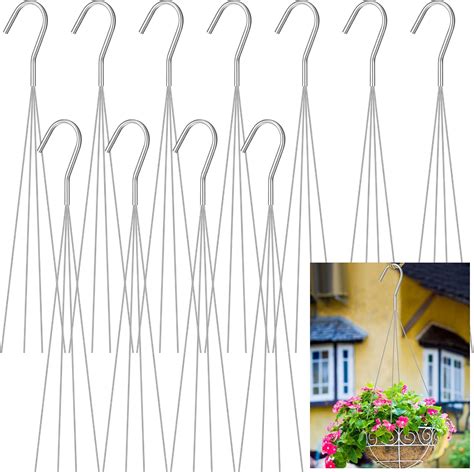 Mixweer 12 Pcs Wire Plant Hangers for Hanging Baskets 4 Strand Hanging ...