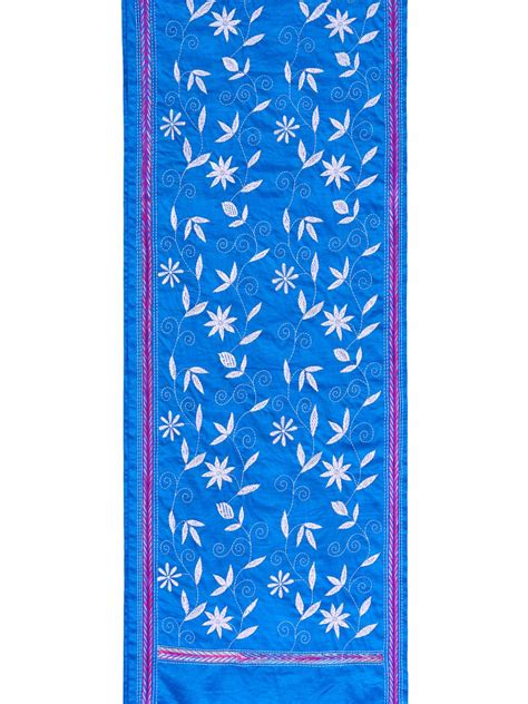 Royal Blue hand- embroidered Cotton Kantha Scarf I ArtEastri – Arteastri