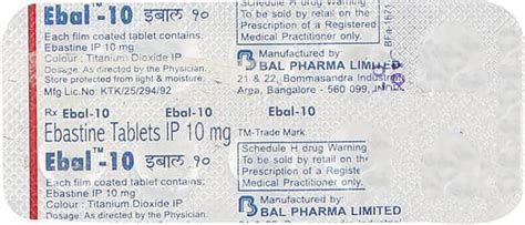 Ebal 10 MG Tablet (10): Uses, Side Effects, Price & Dosage | PharmEasy