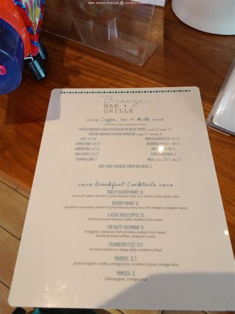 Menu at Breeze Bar & Grille, Orlando