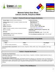 msds calcium chloride - 0 2 2 He a lt h 2 Fire 0 Re a c t iv it y 1 P e ...