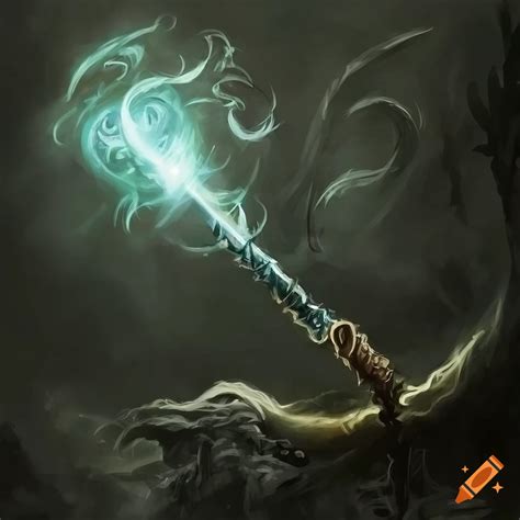 Epic fantasy art of a magic wand casting a spell