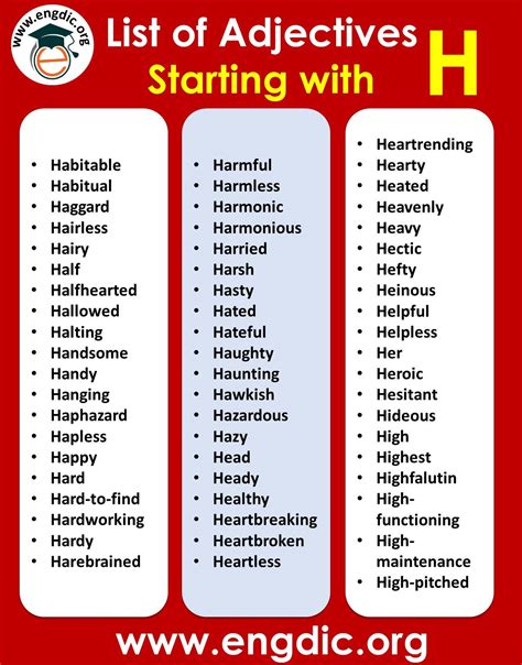 All Adjectives That Start with H (Sorted List) - EngDic