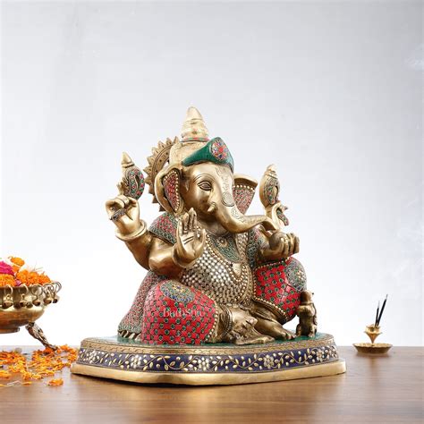 Buy Pure Brass Handcrafted Lord Ganesha Statue - 16 inch - Budhshiv.com