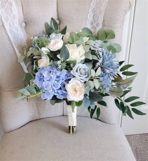 Erin Whimsical Light Blue Hydrangea Bridal Bouquet Boho - Etsy Blue ...
