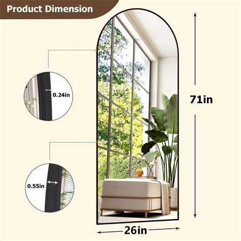 Snapklik.com : GLSLAND 26" X 71" Arched Full Length Mirror - Black Full ...