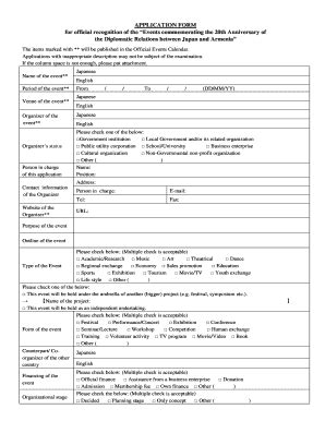 Fillable Online japan mfa for official recognition of the Events ...