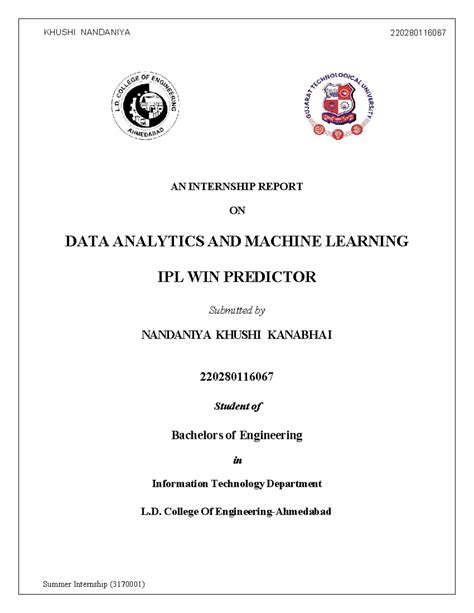 Internship Report on Data Analytics & ML: IPL Win Predictor ...