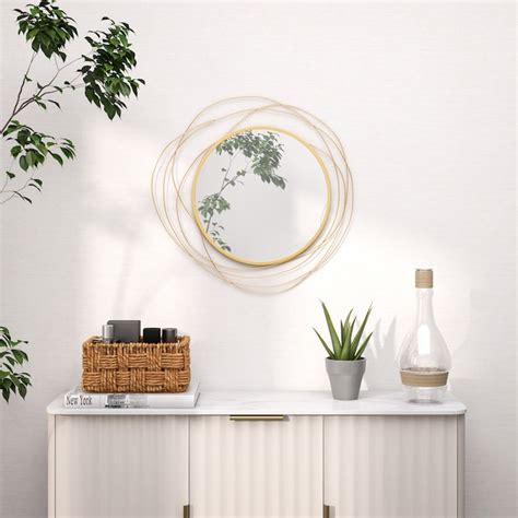 kleankin HOMCOM Metal Wall Art Modern Mirror Decor Home Hanging Wall ...