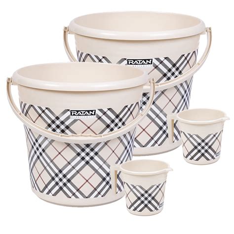 RATAN PLASTICWARE Plastics Frosty Checks Print Pack of 4 Bathroom ...